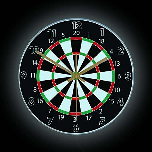 Geek Alerts LED Wall Clock Darts Game Wall Art Bulls Eyes Dart Board Silent Non Ticking Clock with USB 7 Color Changing Light, Game Room Bar Pub Man Cave 12inch Acrylic Frame Hanging Watch Decor