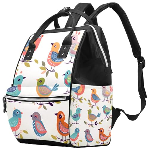 Sac à dos de voyage oiseaux de dessin animé compact 10.6x7.8x14 in