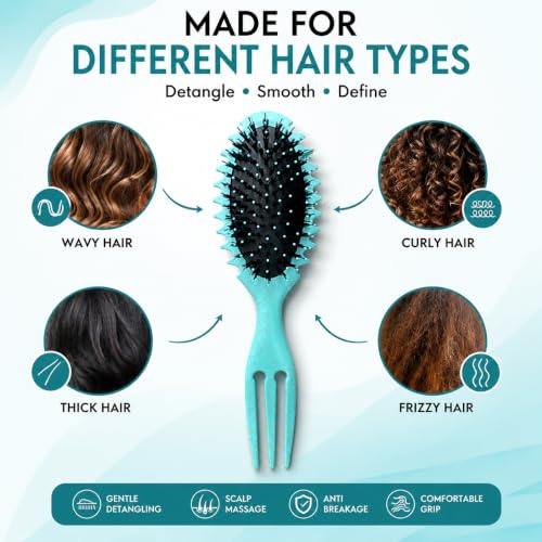 Image of Curly Hair Detangling Brush for Curly, Wavy & Frizzy Hair (Mint)
