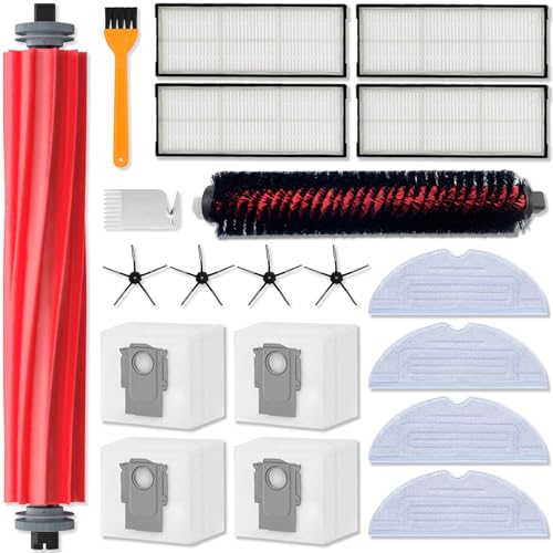 20 Stück Zubehör Für Roborock S7 Maxv Ultra Ersatzteile Für Roborock S7 Zubehörset Pro Ultra 1 Hauptbürste 1 Selbstreinigende Bürste 4 Wischtücher 4 Filter 4 Seitenbürsten 4 Staubbeutel