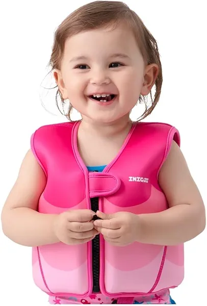 INIGGII Toddler Swim Vest, Swim Jacket for Kids, Infant Swim Trainer Vest with Adjustable Safety Strap
