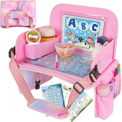 MENZOKE Kids Travel Tray, Car Seat Table Tray, Travel Table for Kids Gifts