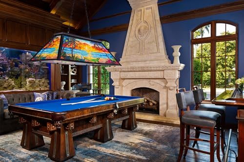 TOCHIC Tiffany Pool Table Light, 3-Light Vintage Billiard Table Light for 7' 8' Table, Rustic Billiard Island Chandelier for Game Room, Kitchen Island, Dining Room, Cabin - Image 6