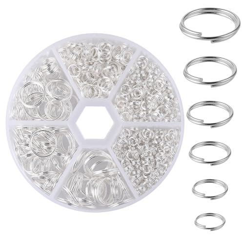 WLLHYF 690 Pcs Jump Ring Mini Round Metal Rings Connectors Double Loops Small Key Chain Ring DIY Crafts Accessories for Jewelry Necklaces Ornament Keychain Connector