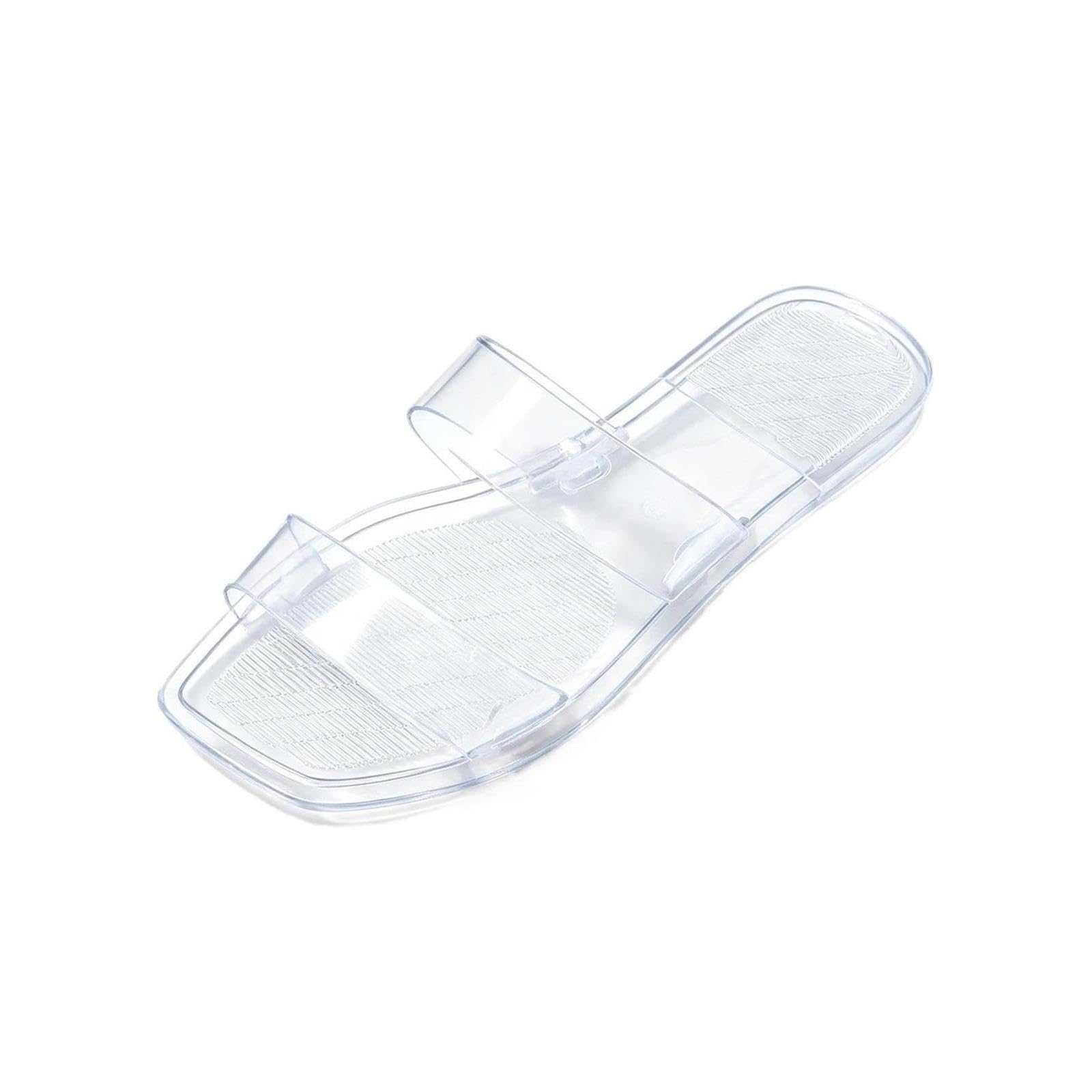 Pantoufles en gelée, Tongs Transparentes à Bout carré, toboggans Plats