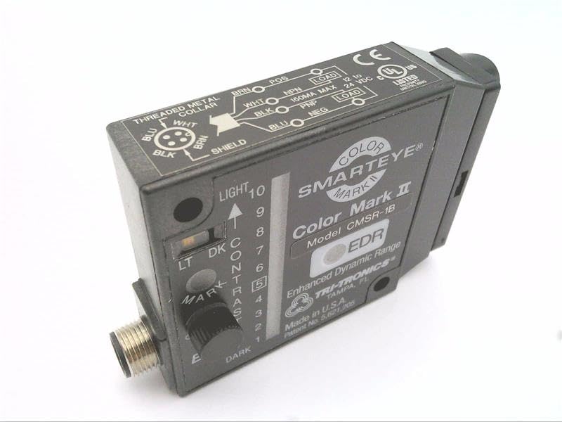 TRI-TRONICS CMSR-1BF1 1/2-3 INCH OPPOSED Mode Range, 1/4-3/8 INCH Proximity Mode Range, 10 MS Pulse Stretcher, 12-24 VDC, 4-PIN, 85 MA, M12 Connector, NPN/PNP Output, PHOTOELECTRIC Sensor, Polar