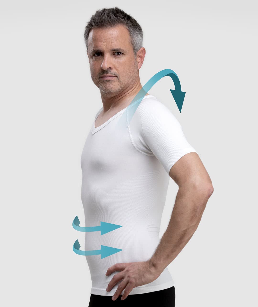 Camiseta Correctora de Postura Hombre sin Costuras | Sujeción Espalda y Hombros | Alivia el dolor de espalda | Compresión | Camiseta de cuerpo | Cuello en V | Comodidad Extrema