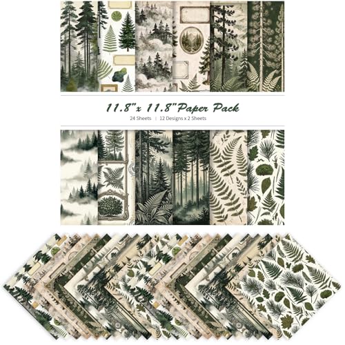Papier de scrapbooking vintage arbres pour créer un junk journal botanique
