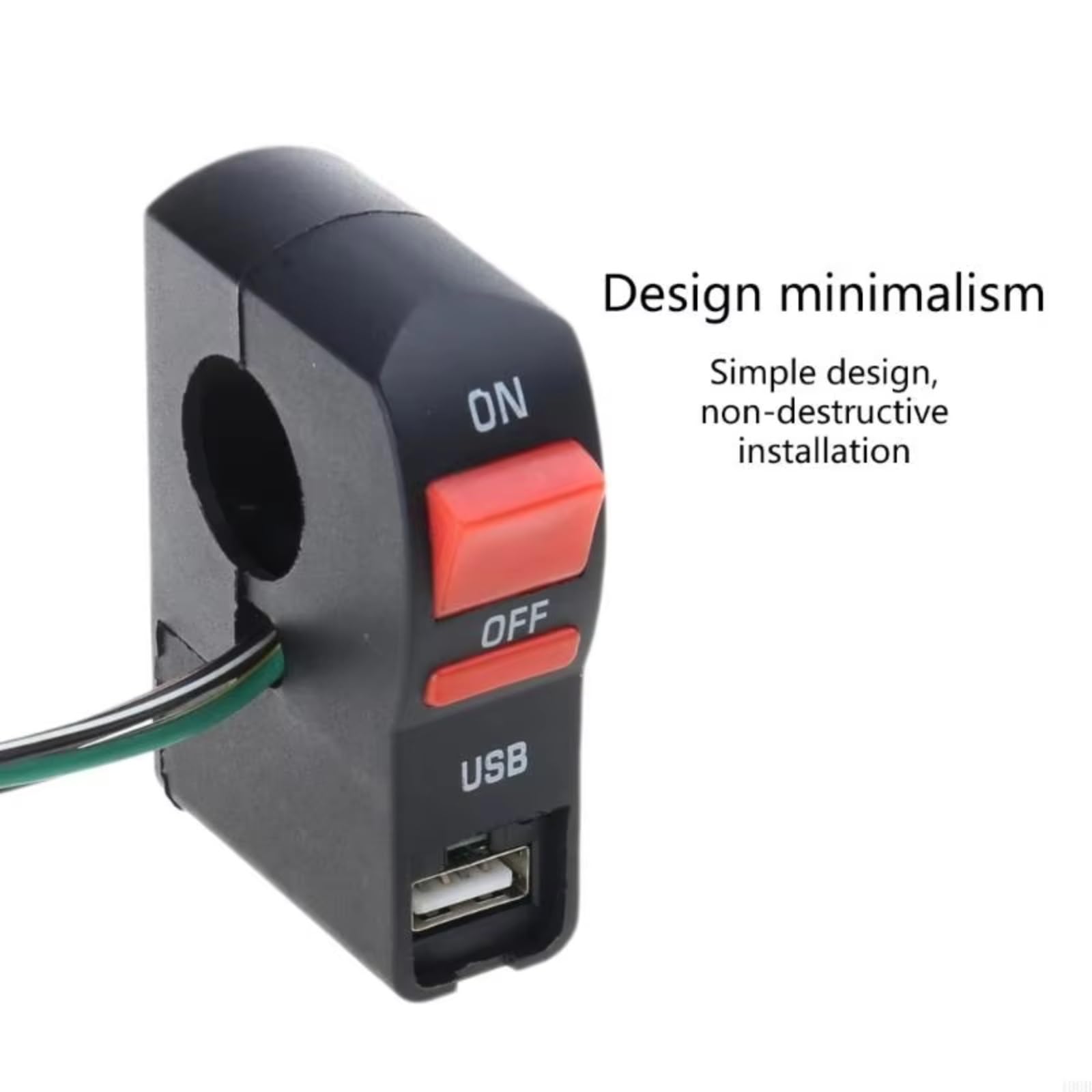 7/8 Pulg Botón Pulsador Universal De Encendido Apagado Para Manillar Con Puerto De Carga Control De Faros Para Scooters Motocicletas Piezas De 12 V Interruptor del manillar