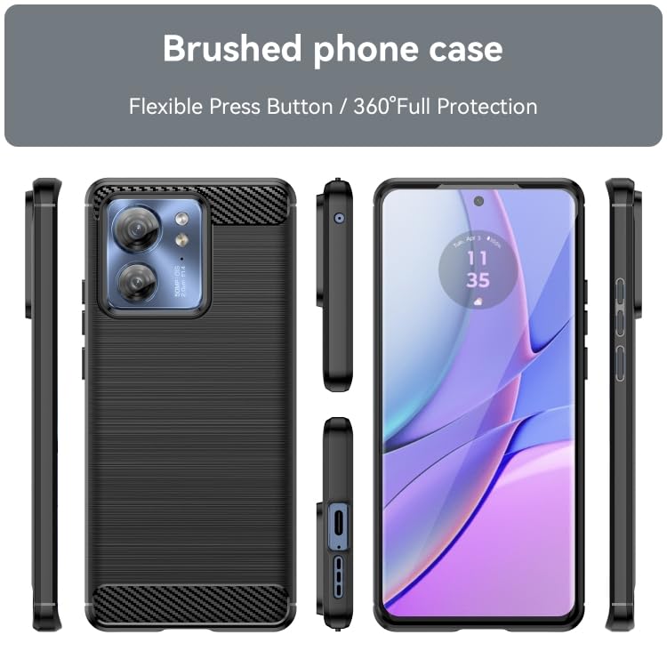 Image of NPRC Hybrid Ultra Slim Protective Case TPU Non-Slip Carbon Fiber Texture Shockproof Case Cover for Moto Edge 40 - Black