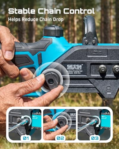 Image of SEESII 10-Inch Cordless Mini Chainsaw, Electric Saw with Brushless Motor