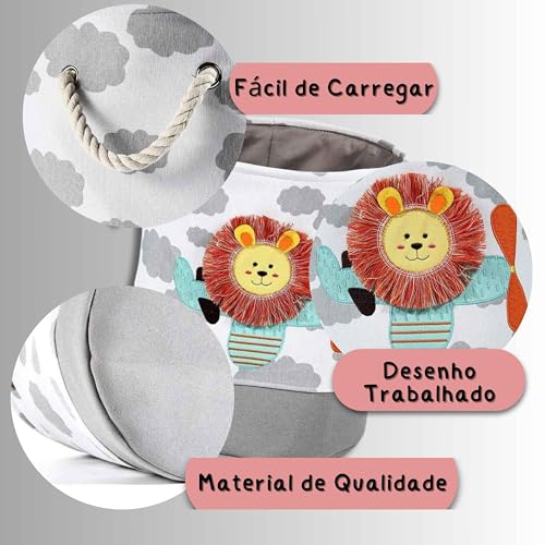 Cesto Infantil Multiuso Ideal Para Organizar Brinquedos e Roupas Em Neoprene Acolchoado Lindas Estam