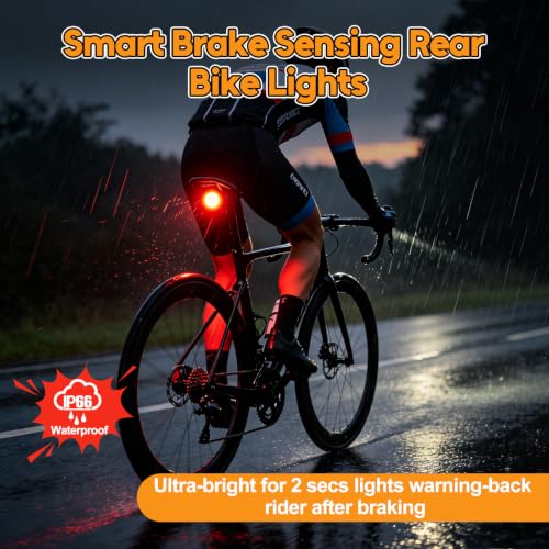 Image of NineLeaf Smart Brake Sensing Rear Bike Lights, Bicycle Tail Light, Bike Lights for Night Riding, Auto On /Off, 300 Lumen 220Adjustable Angle 1000M Viewable Range IP65 Waterproof USB-C Rechargeable