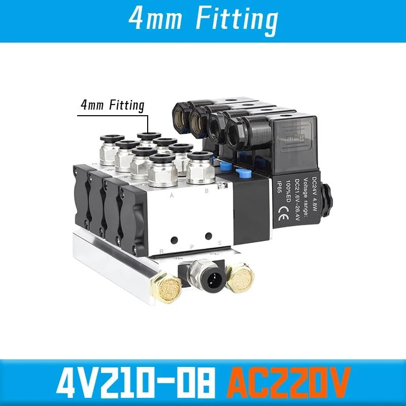 Électrovanne pneumatique 4V210-08 combinée avec raccords 6mm - 2