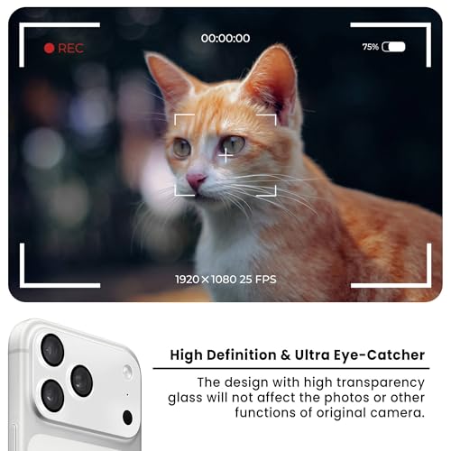 Image of ArmourPro Camera Lens Protector for iPhone 17 Pro Max 6.9-Inch, Full Coverage 9H Tempered Glass Ring Cover, Matte Metal Plate, Case Friendly | Silver, Pack of 1