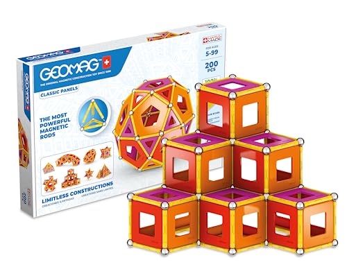Geomag - Classic Panels 200 Pieces - Magnetic Construction for Children - Green Collection - 100% Recycled Plastic Educational Toys, Multicolor (474)