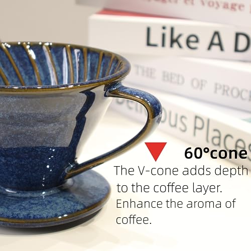 Image of Pour Over Coffee Maker Ceramic Coffee Dripper with 50 Pack Filter
