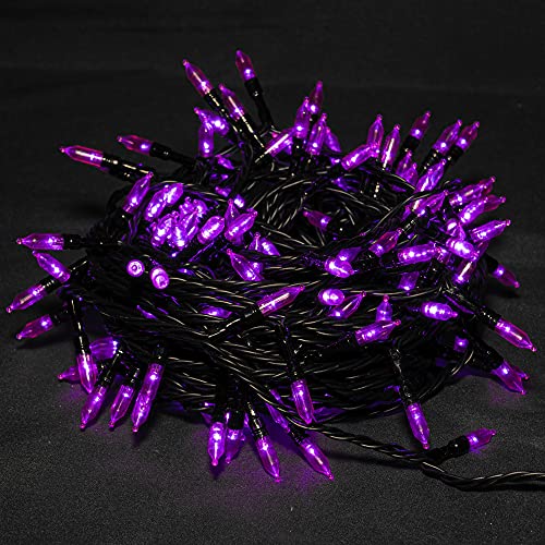 Image of Dazzle Bright 200 LED Halloween Mini String Lights, 65FT Light Up 8 Modes Halloween Decorations Fairy Lights for Indoor Outdoor Room Garden Holiday Party (Purple)