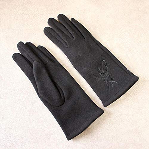 Preisvergleich Produktbild Handschuh Gloves Geschenk Baumwolle Handschuhe Damen Schwarz Elastische Bohren Stricken Damen Touchscreen Handschuhe Mädchen Outdoor Radfahren Herbst Warme Handschuhe, Schmetterling Muster, 7