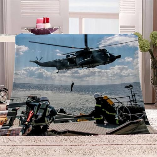 Couverture Polaire 150x200 cm Avion Plaid Polaire Lit 2 Personne 3D Imprimée Pompiers Couverture Doux et Chaud Plaid pour Canapé Lit, Blanket pour Adultes...