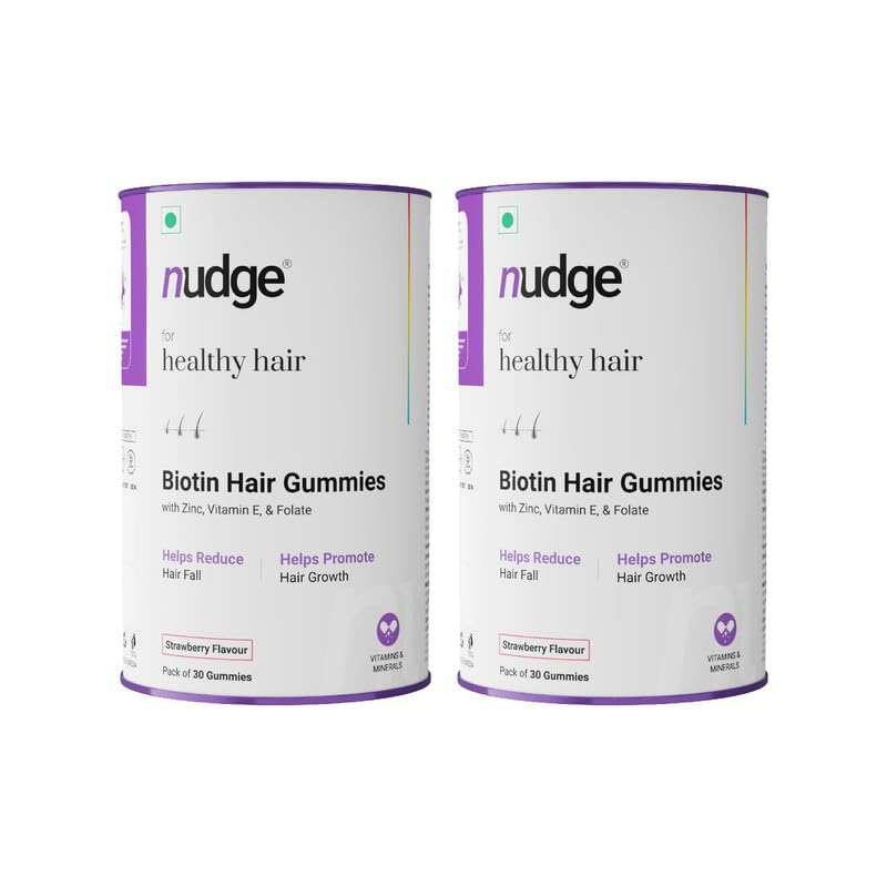 Nudge Biotin Hair Gummies For Hair Growth with Zinc, Vitamin E & Folate | 60 Gummies | Get Thicker, Stronger & Shinier Hair | Gluten Free, Non-GMO, No Preservatives | Strawberry Flavored | Pack of 2 (B0C8BD2VQ3) Amazon Price History, Amazon Price Tracker