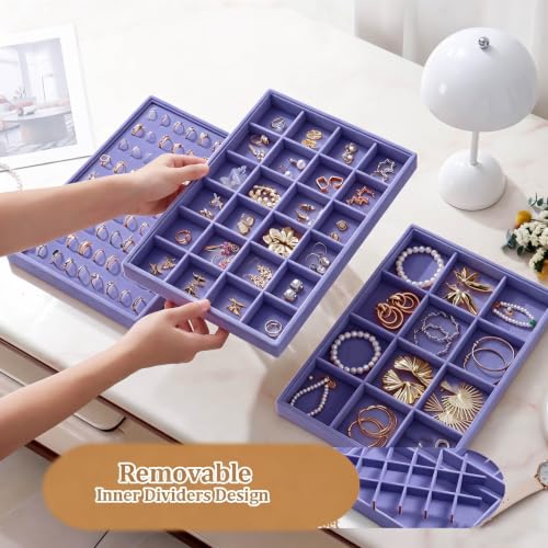 Image of Large Velvet Jewelry Tray Display Drawer Inserts 2 Pack