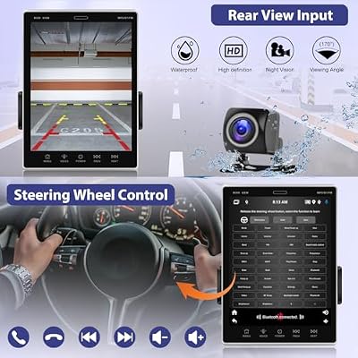 [2+64G] NHOPEEW Single Din Car Stereo with Wireless Carplay and Android Auto - 9.5 inch Vertical Touchscreen Android Car Radio - GPS Navigation/WiFi/Mirror Link/SWC + AHD Backup Camera