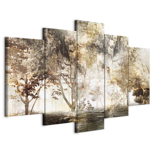 murando Cuadro en Lienzo Bosque 200x100 cm Impresión de 5 Piezas Material Tejido no Tejido Impresión Artística Imagen Gráfica Decoracion de Pared Paisaje árboles como pintado b-C-10153-b-a