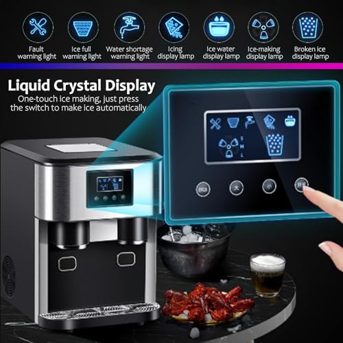 8L Automatic Ice Maker & Water Dispenser, Touch Control Countertop Machine, 18Kg/24h Bullet Ice Production, Fast Cooling for Home & Kitchen Use