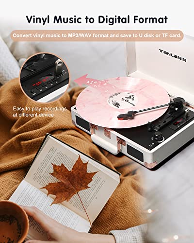 Vinyl Record Player Bluetooth Suitcase White