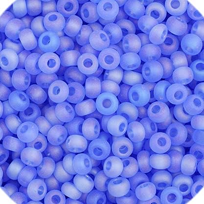 Czech Glass Seed Beads 11/0 (2.1mm Diameter) Transparent Light Blue Matte AB DIY Jewelry Making Beadss - 250g Bulk Bag by Preciosa (Jablonex)