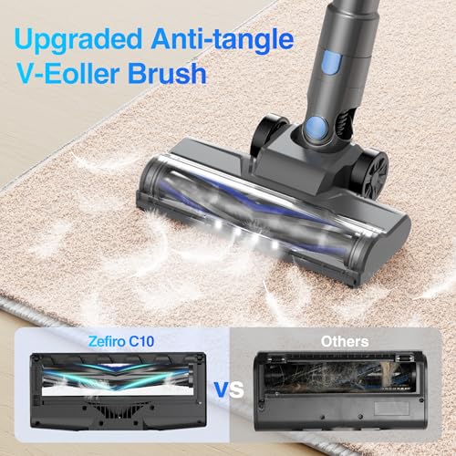 Image of Zefiro Cordless Vacuum Cleaner for Home, 500W /45Kpa 50Mins Stick Vacuum, Anti-Tangle 1.5L Dust Cup, Rechargeable Wireless Handheld Vacuum for Pet Hairs /Carpets /Floors
