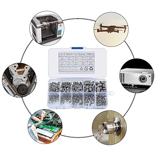 290 Stk Kegel Kugelkopf Schrauben, M3/M4/M5/M6/M8 Innensechskantschrauben Set, Edelstahl Madenschrauben Gewindestange Schrauben mit Innensechskant für Türgriffe, mit 5 Stk. Sechskantschlüsseln