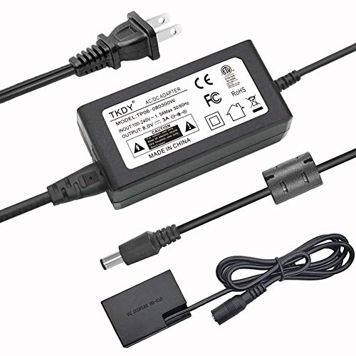 TKDY ACK-E18 AC Power Adapter Suppply DR-E18 DC Coupler Charger Kit for Canon EOS Rebel T6i T6s T7i T8i SL2 SL3 750D 760D 800D 850D 77D 200D 250D Kiss X8i X9i X10i 8000D 9000D RP Cameras.