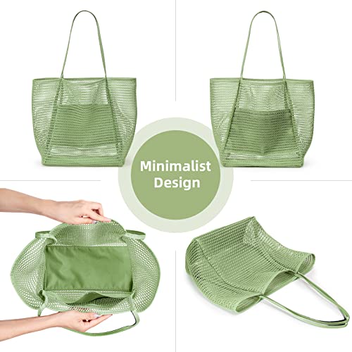 Image of KALIDI Beach Nylon Mesh Tote Bag, Casual Tote Bag Hobo Women Foldable MAX 23L Shoulder Bag For Beach Picnic Vacation