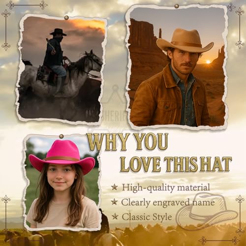 Custom Toddler Cowboy Hat for Boys Girls Personalized Name Western Hat with Leather Hatband for Men 10 Colors4