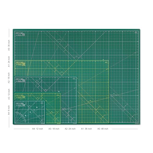 Elan Cutting Mat A0 Green, Extra Large Self Healing Cutting Mat 36 x 48 Inch, 5-Ply Craft Board Green, Hobby Board for Crafts 36x48 Inch