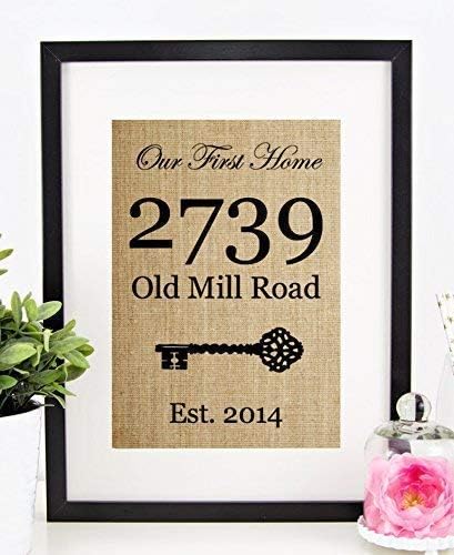 Personalized Our First Home Sign, Housewarming Gift, New Home Decor, Homeowner, Wedding, Anniversary, Real Estate Closing (8x10 or 11x14 Burlap Print)
