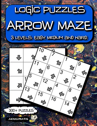 Logic Puzzles Arrow Maze: 3 Levels: Easy, Medium and Hard.