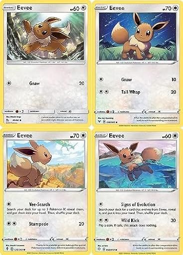 Eevee - Pokemon - Lote de 4 cartas - Hidden Fates Vivid Voltage Evolving Skies - 125/203-49/68 | Ya disponible en tu tienda friki favorita! En mundofriki.es!