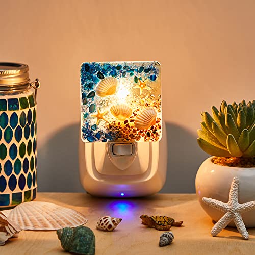 Image of Hortsun Plug in Seashell Night Light Ocean Sea Animal Decorative Night Light Plug in Beach Lamps Vintage Ocean Lamps for Adult for Home Bedroom Living Room Bathroom Wall(Starfish)