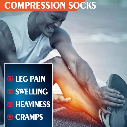 Image of Athletic Compression Running Socks for Men Women Breathable Grip Crew & Knee-High Socks for Soccer Baseball Cycling, 2 Pairs M