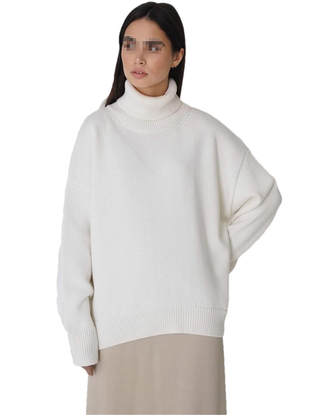 Vogrtcc Maglioni da Donna A Collo Alto in Maglia, Pullover, Maglie A Maniche Lunghe, Maglioni Larghi