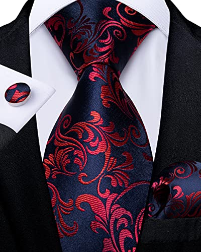 Image of DiBanGu Silk Ties for Men Necktie and Lapel Pin Brooch Set Formal Woven Paisley Plaid Striped Solid Tie Wedding Party