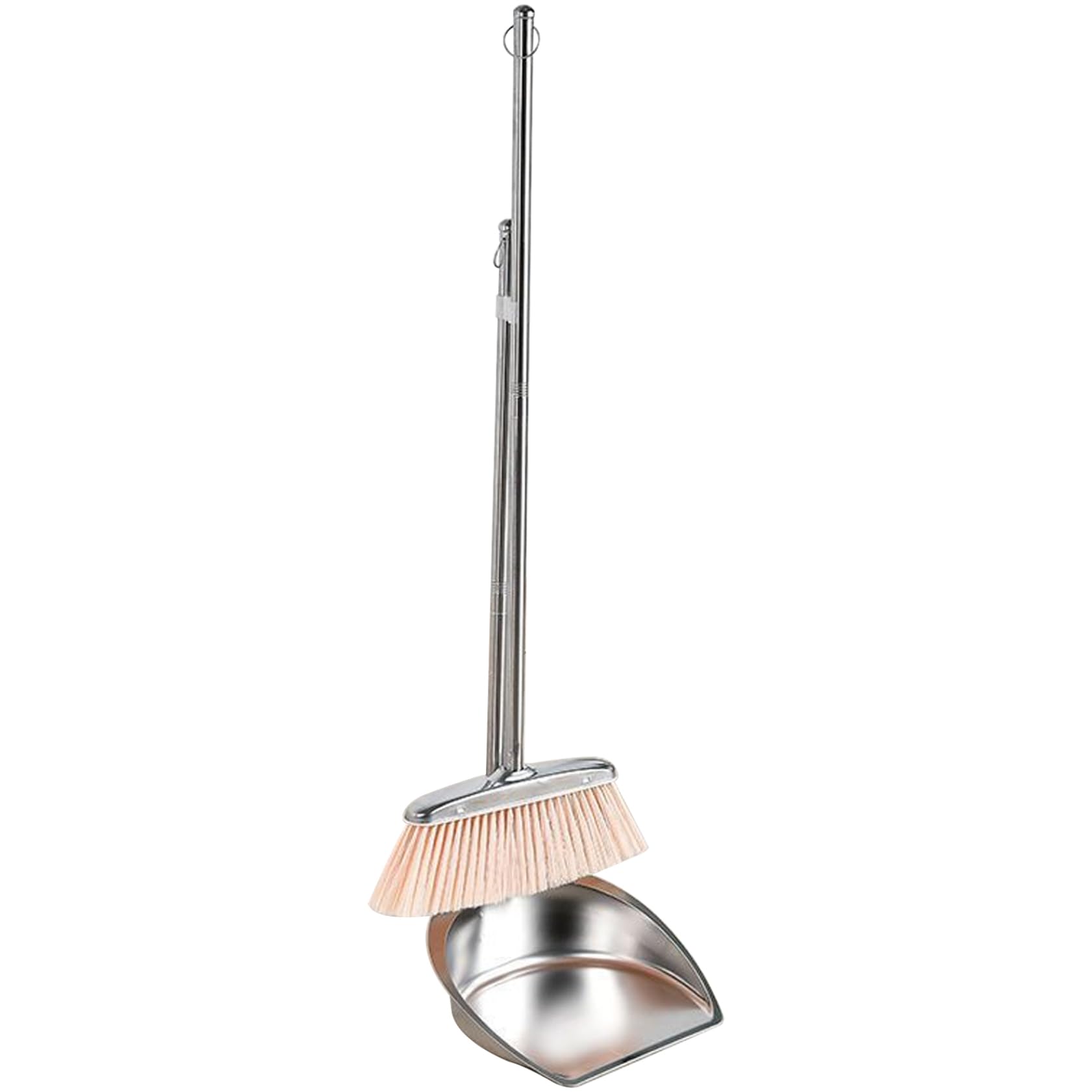 NIDONE Recogedor De Gran Tamaño para Trabajo Pesado con Mango Largo, Recogedor De Metal Y Cepillo Recogedor De Acero Inoxidable Recogedor Vertical De Pie, para Limpieza del Hogar En Interiores - L