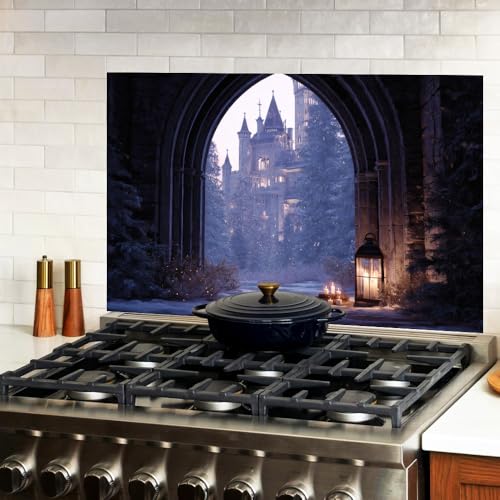 Image of Gothic Castle Stone Arch Backsplash Peel and Stick, 35.4x23.6 in