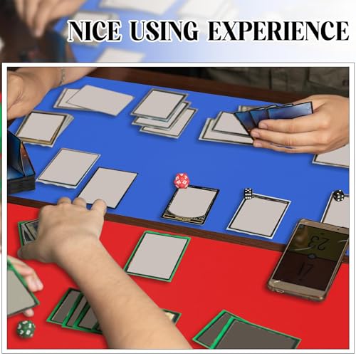 Image of Ecally 4 Pcs Card Game Mats 24 x 14 Inch Playmat Table Smooth Playing Card Mat for TCG, Gameplay (Red,Blue)