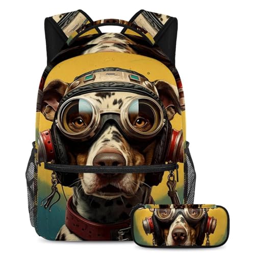 Sac de voyage pour étudiants Vintage Cool Dog 2 grand sac à dos scolaire garçons et filles