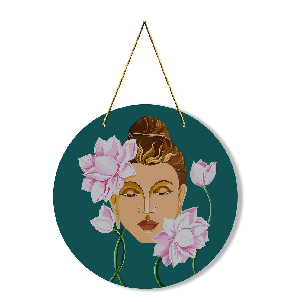 Positive Vibe Lifestyle Buddha Printed Round Wall Hanger for Home Decor| Office| Gift| Bedroom| Living Room Wall Decoration WH1813