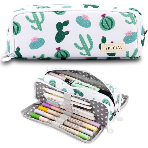 Astuccio Porta Matite Grande KUNQUN | Organizer 3 Scomparti Ad Alta Capacità, In Tela Oxford, Per Scuola, Ufficio, Trucco E Viaggi - 2